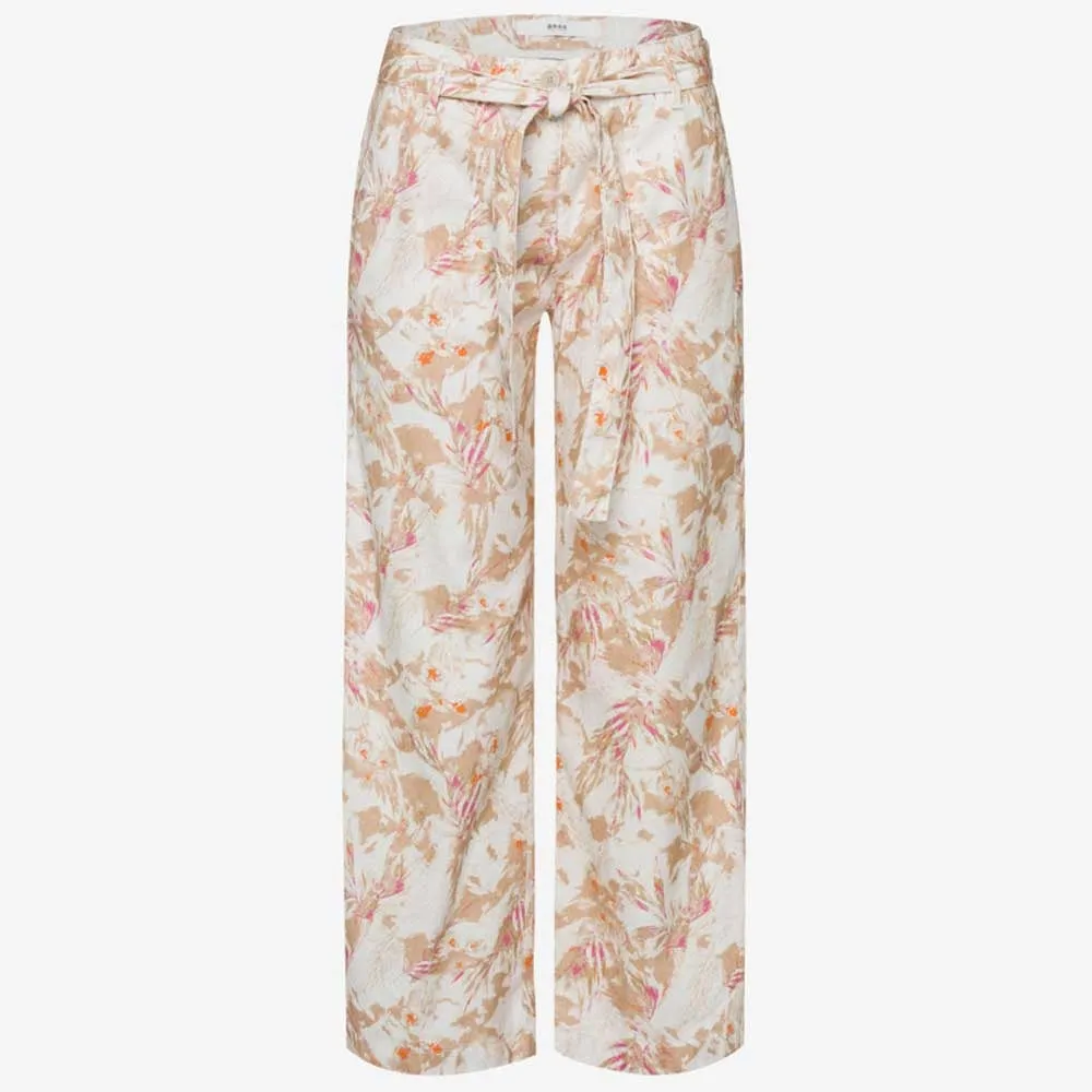 BRAX MAINE S CROPPED LINEN TROUSER IN FLORAL 74-2537