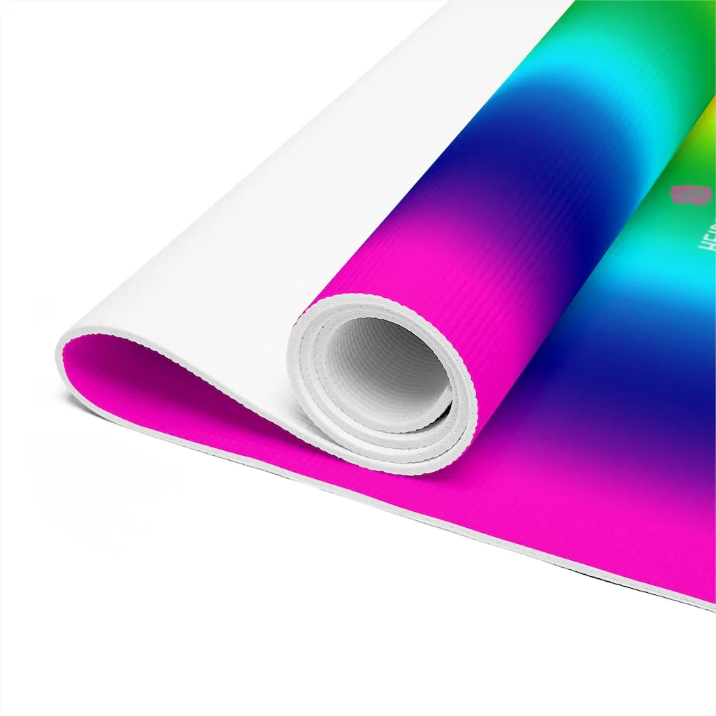 Bright Rainbow Foam Yoga Mat, Rainbow Ombre Lightweight 0.25" thick Mat - Printed in USA (Size: 24″x72")