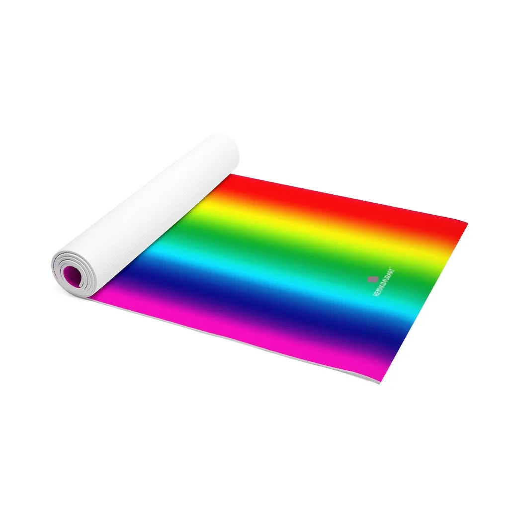 Bright Rainbow Foam Yoga Mat, Rainbow Ombre Lightweight 0.25" thick Mat - Printed in USA (Size: 24″x72")