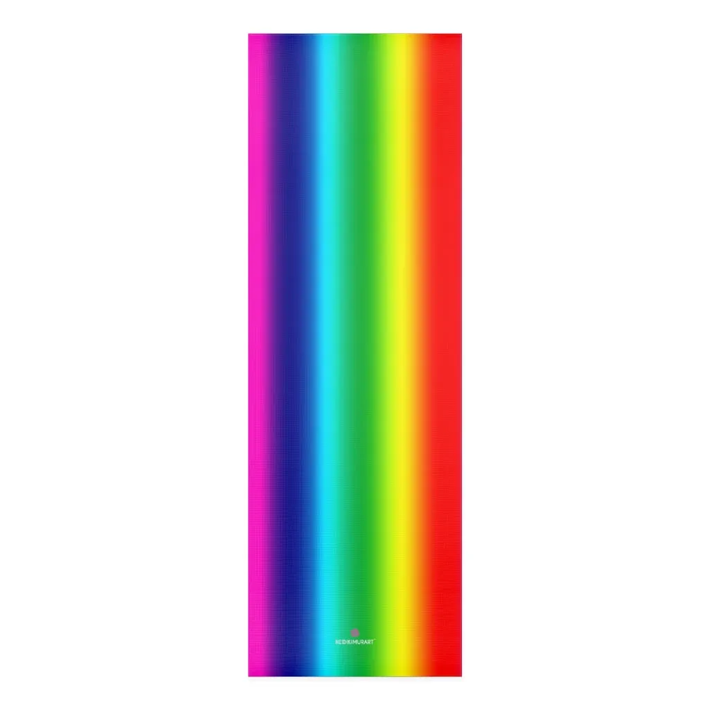 Bright Rainbow Foam Yoga Mat, Rainbow Ombre Lightweight 0.25" thick Mat - Printed in USA (Size: 24″x72")