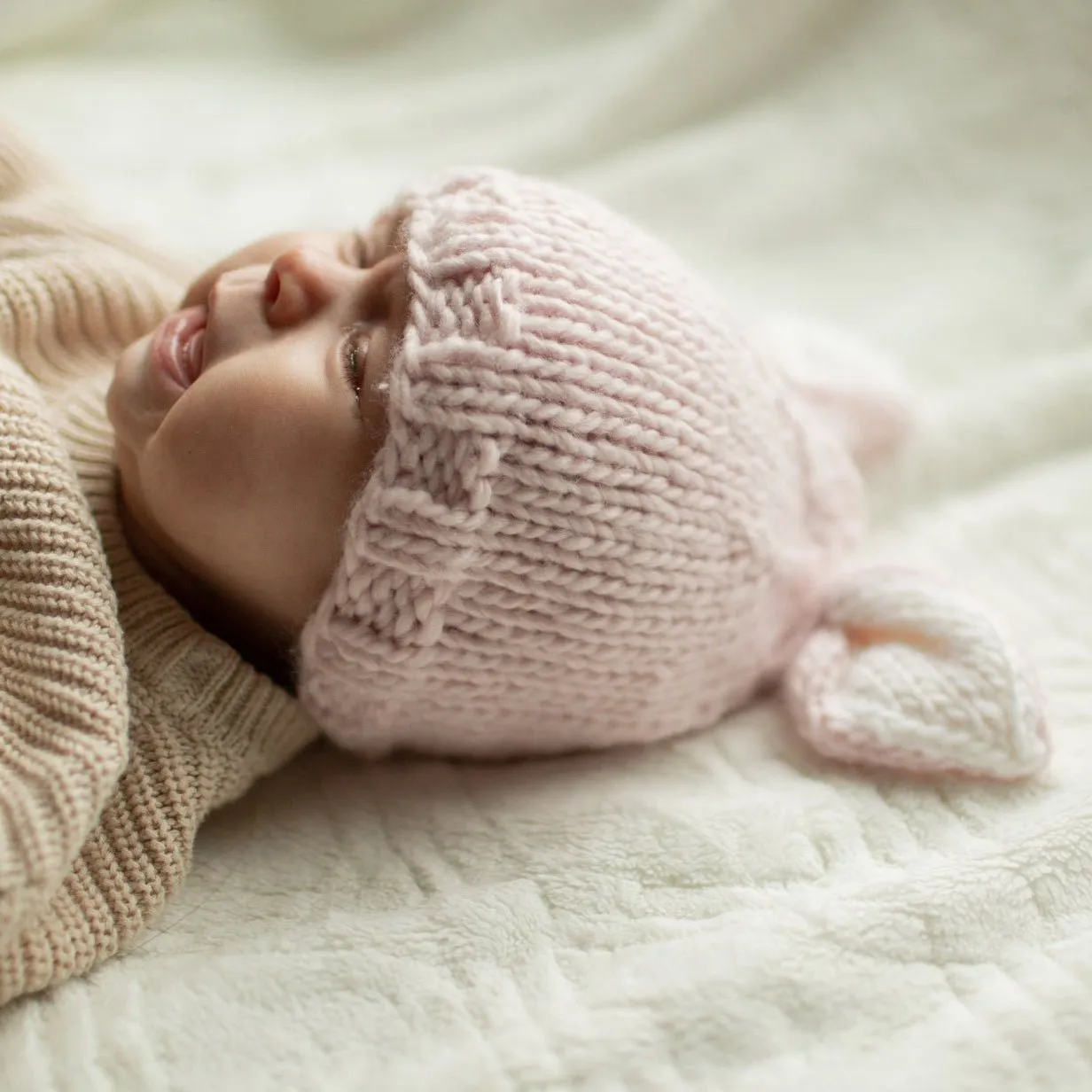 Bunny Ears Blush Beanie Hat