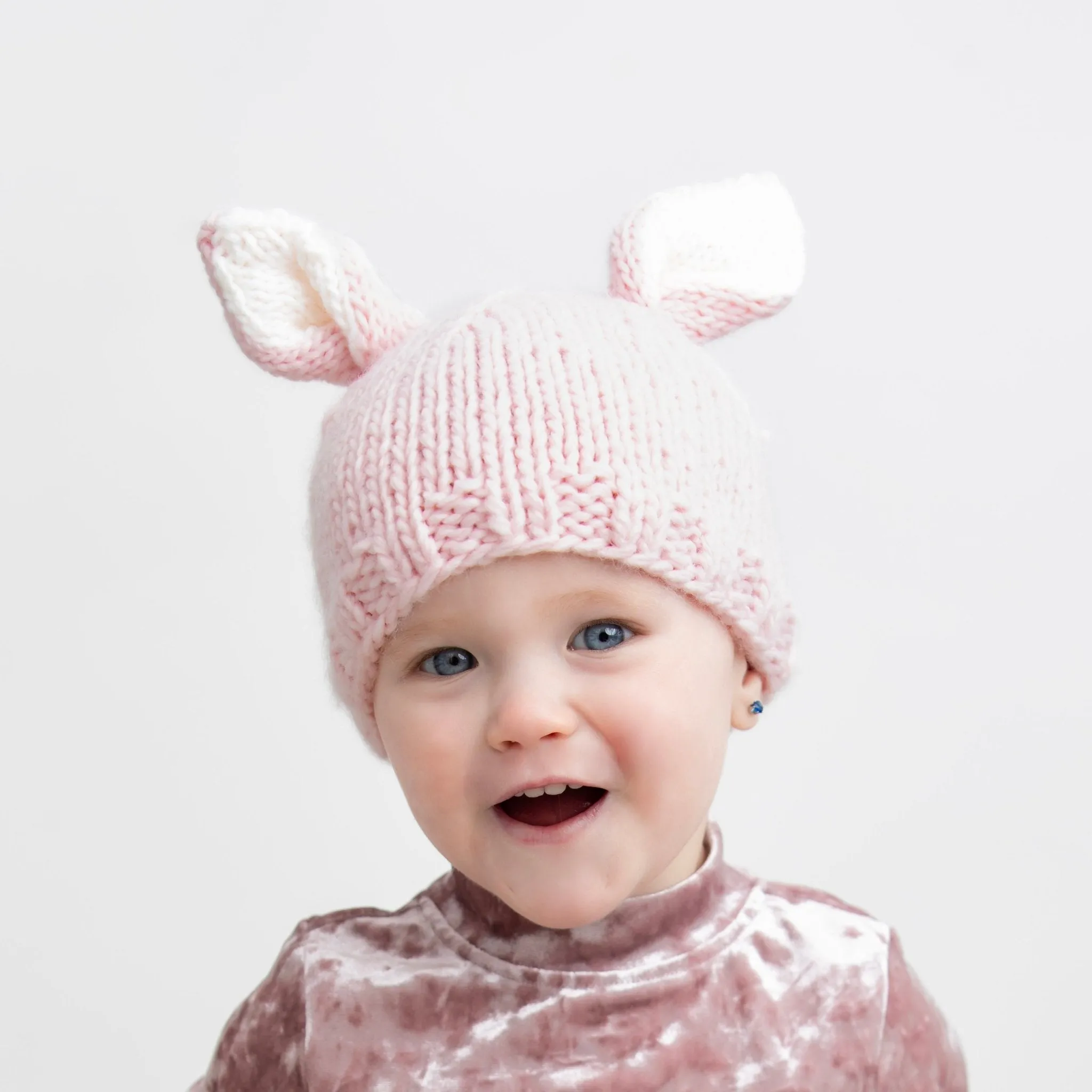 Bunny Ears Blush Beanie Hat