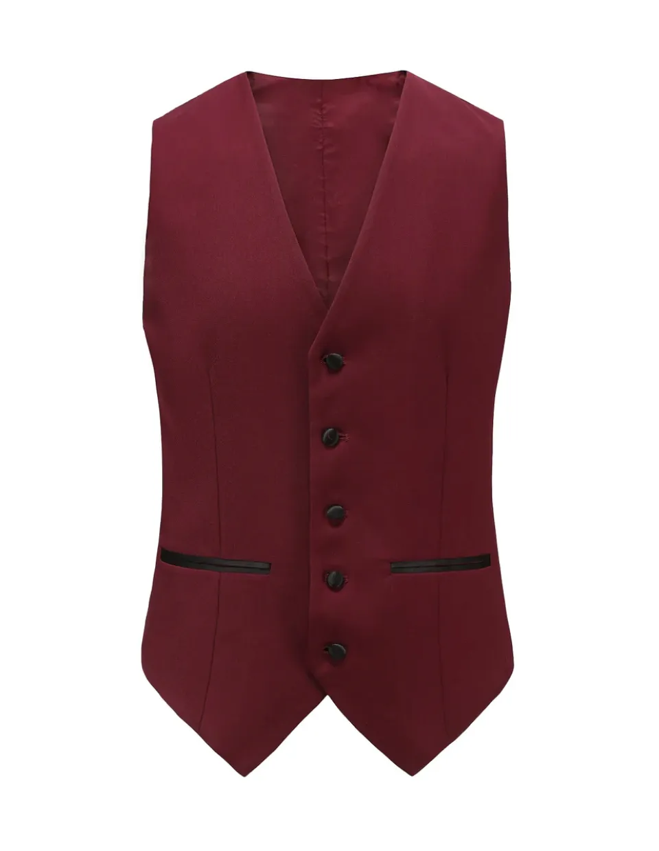 Burgundy Men's Slim-Fit Tuxedo Single Breasted Shawl Lapel Vested TX-300