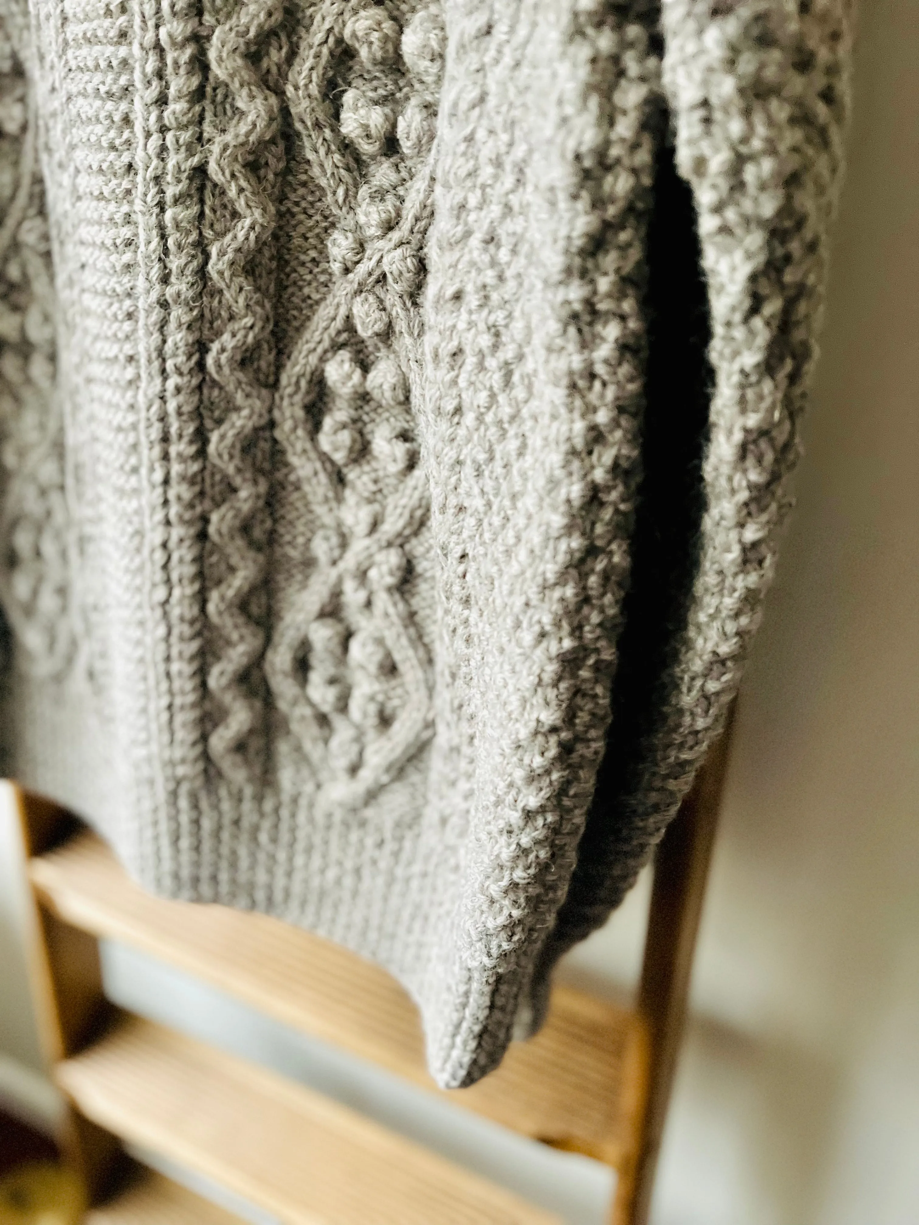 Cable Aran Cardigan / Light Brown