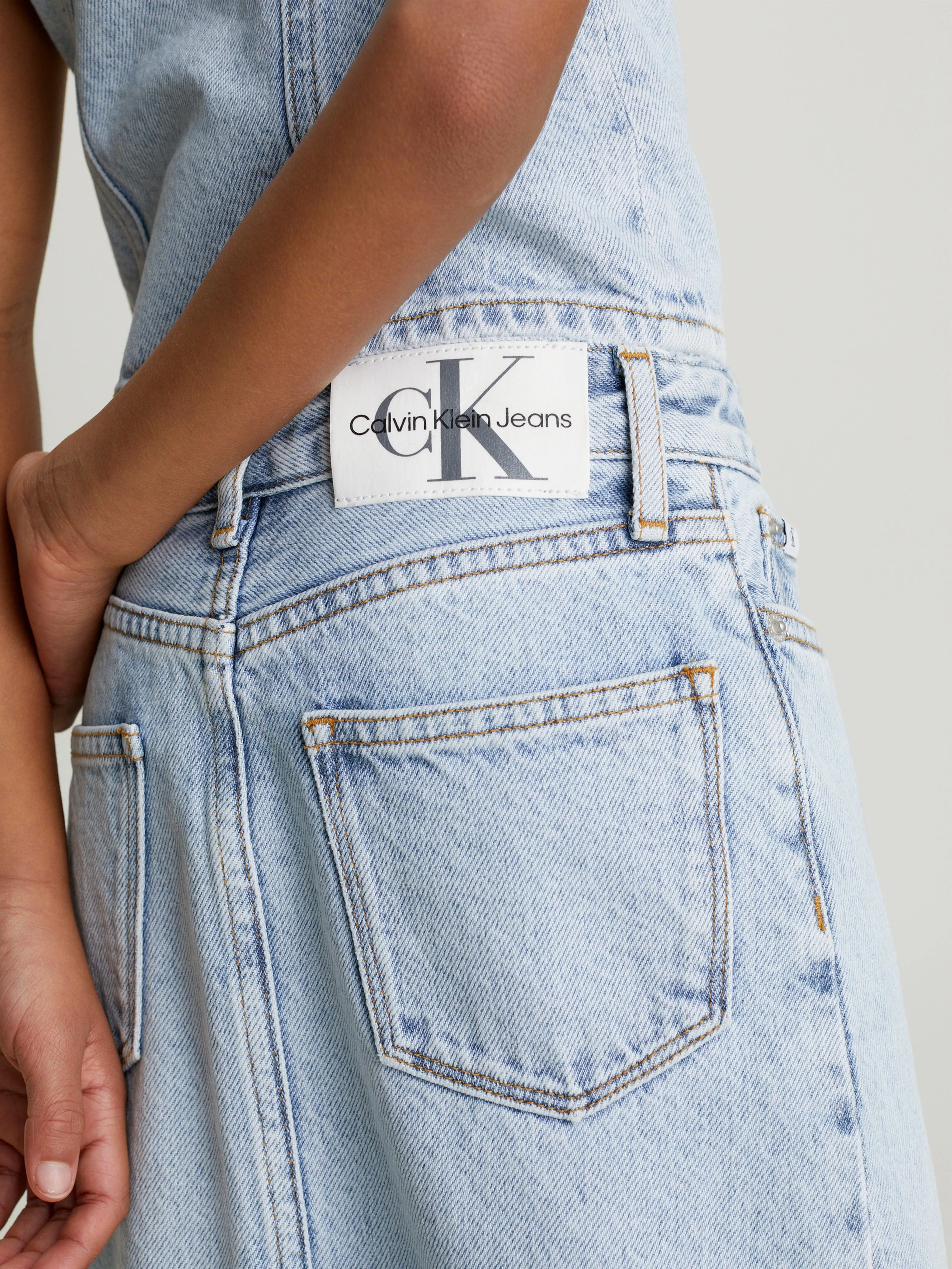 Calvin Klein Girls Denim Maxi Skirt in Blue