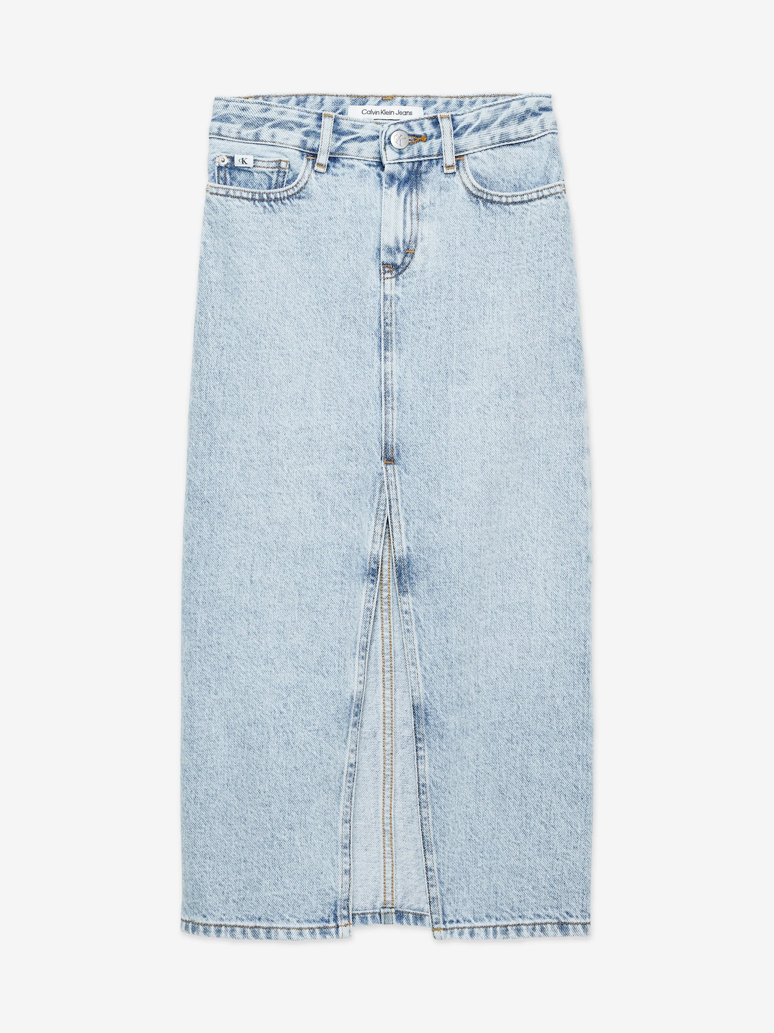 Calvin Klein Girls Denim Maxi Skirt in Blue