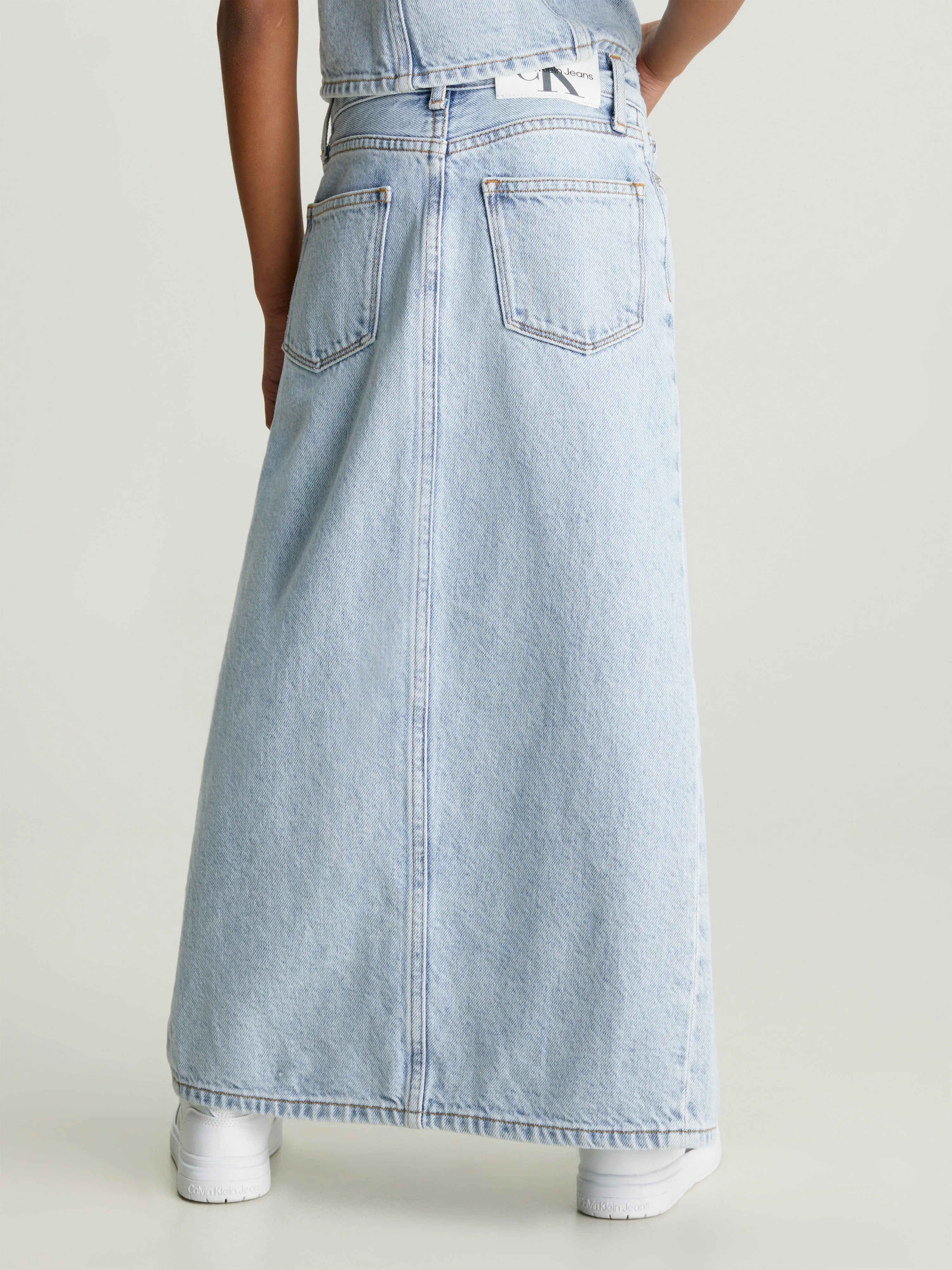 Calvin Klein Girls Denim Maxi Skirt in Blue