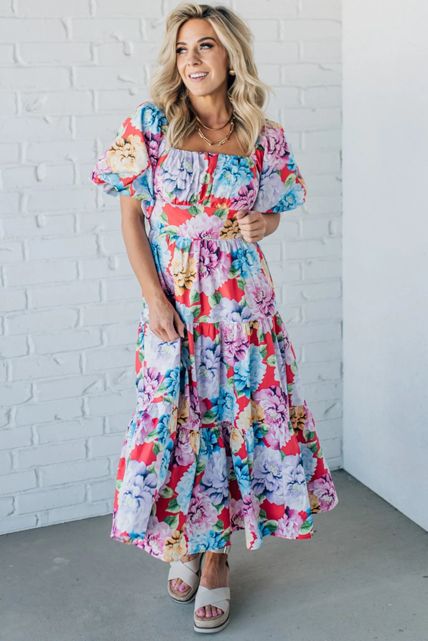 Caullie Floral Puff Sleeve Maxi