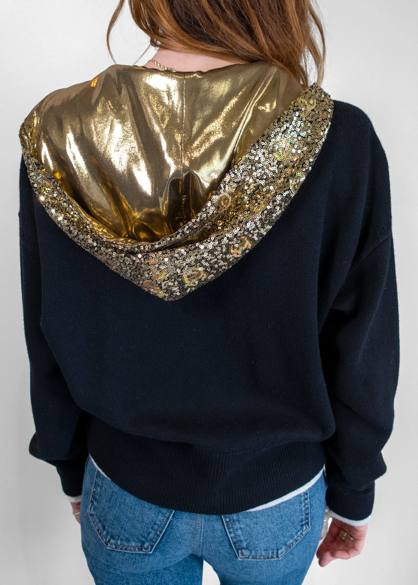 Chanel Cashmere Cardigan With Sequin Hood