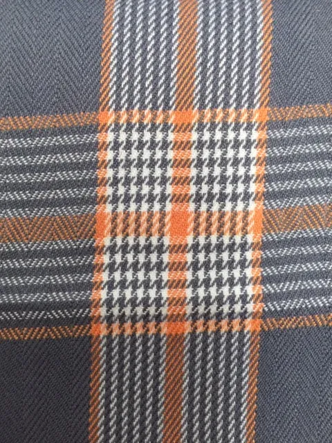 Charcoal Gray and Orange Plaid Cotton Skinny Men's Tie