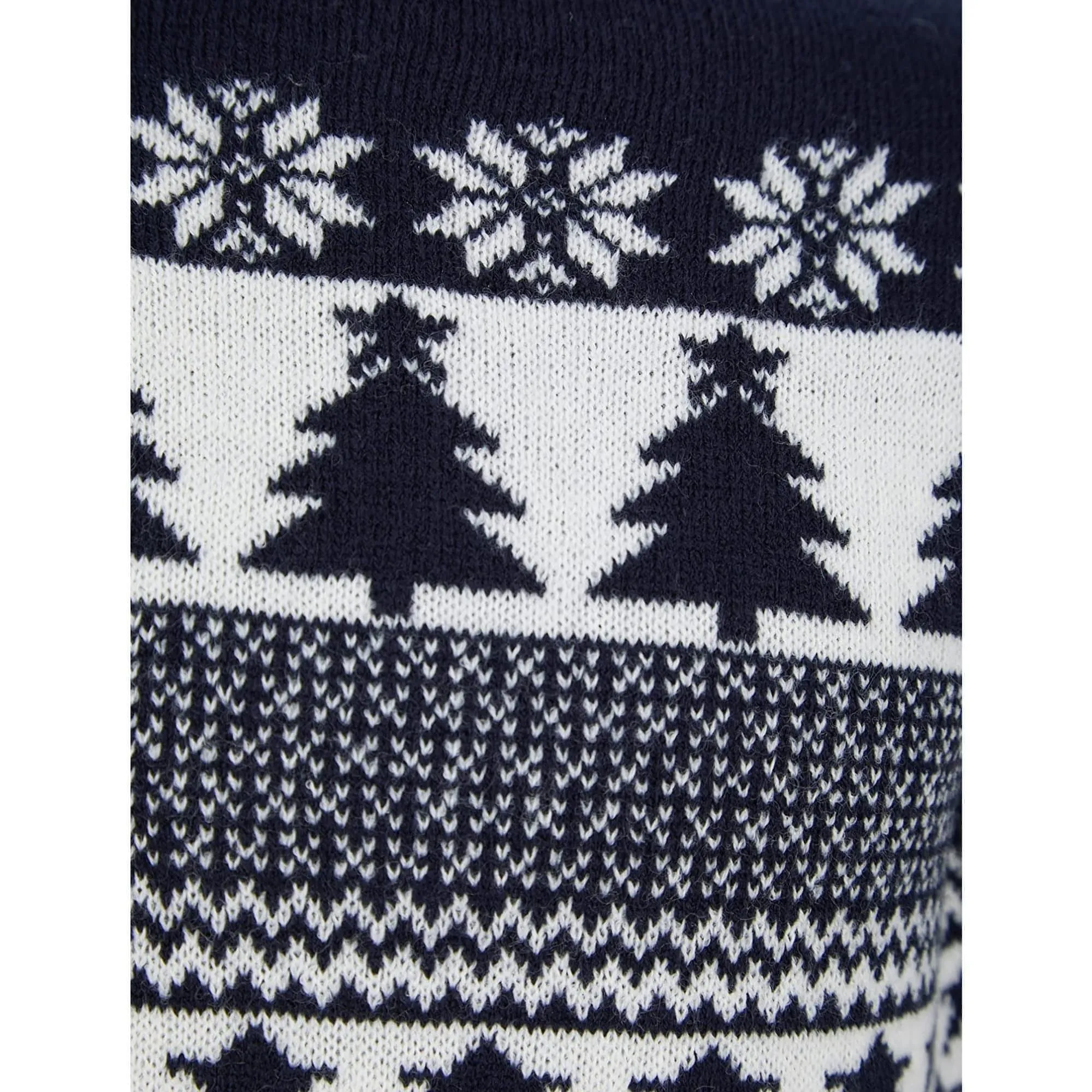 Christmas Star Tree Nordic Fairisle Junior Christmas Jumper - Navy