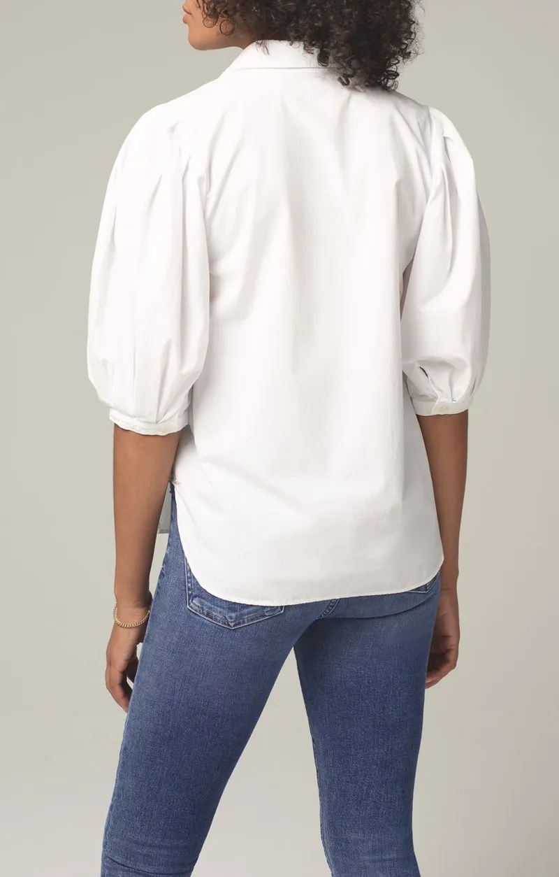 Citizens Of Humanity - Ines Pleat Half Sleeve Shirt in White