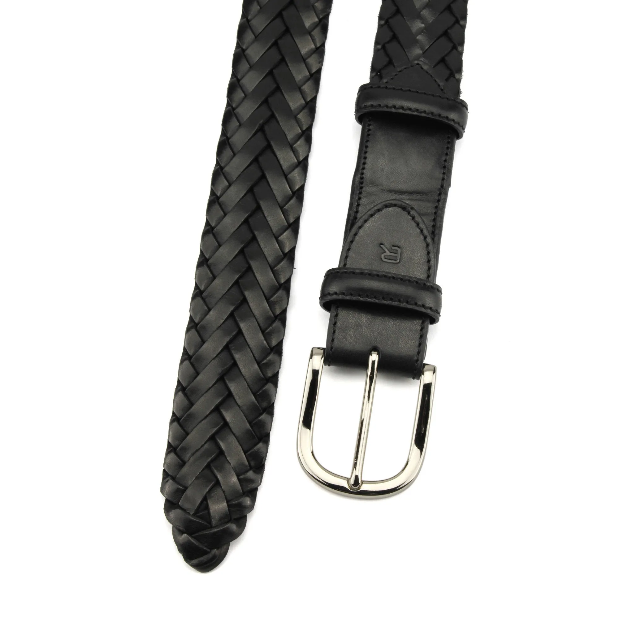 Classic Black Handweave Polished Silver Belt