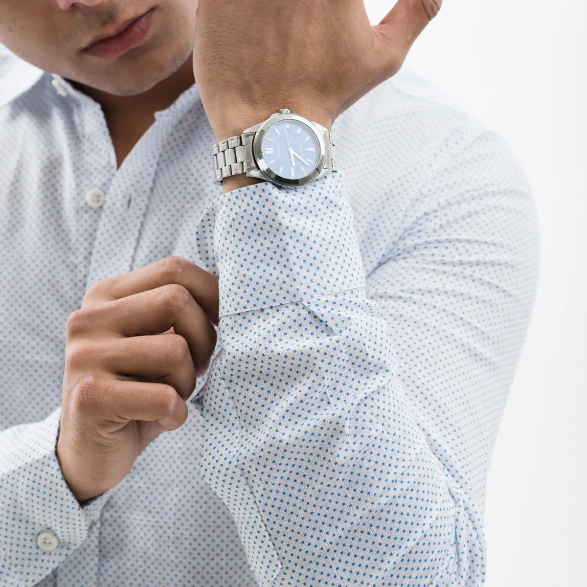 Classic Blue-Dotted Casual Shirt