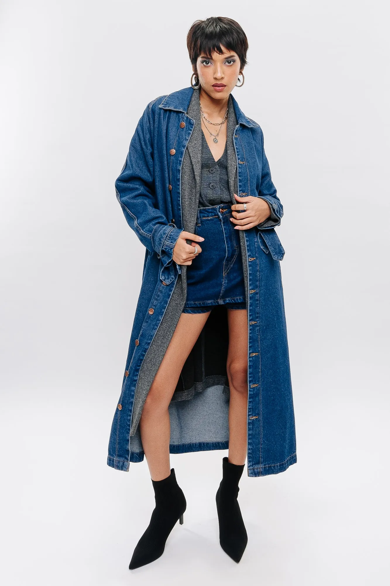 Classic Denim Trench Coat