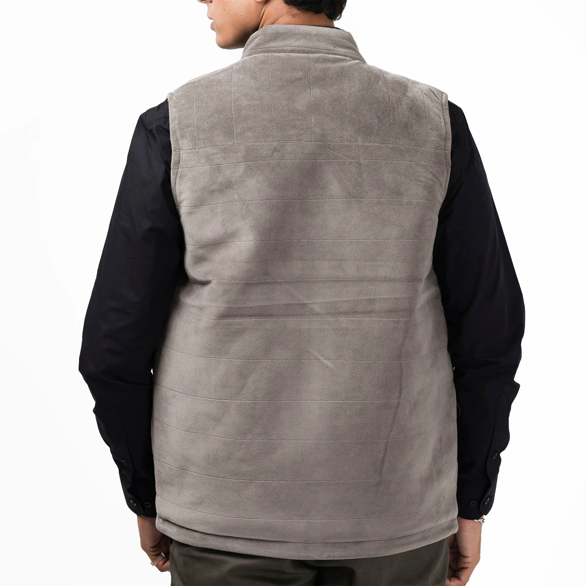 Classic Sleeveless Zipper Jacket-Dark Grey