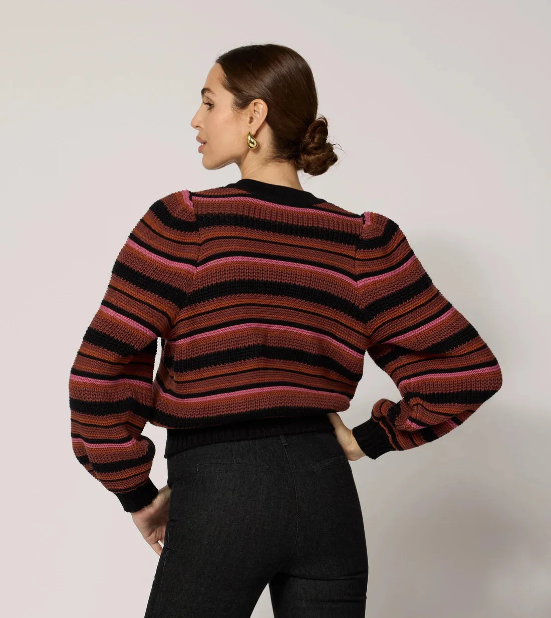 CLE Bethany Striped Sweater Cardigan