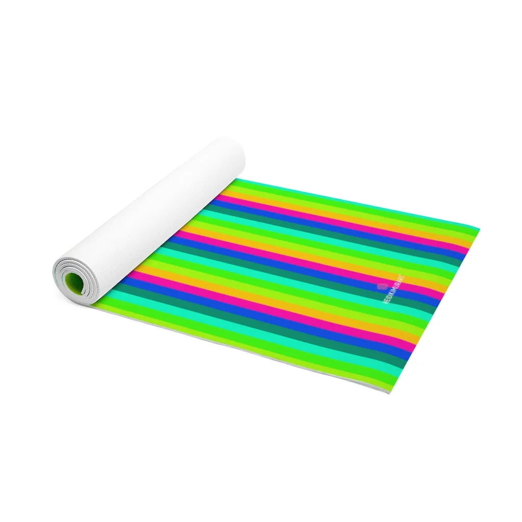 Colorful Rainbow Foam Yoga Mat, Striped Gay Pride Best Lightweight 0.25" thick Mat - Printed in USA (Size: 24″x72")