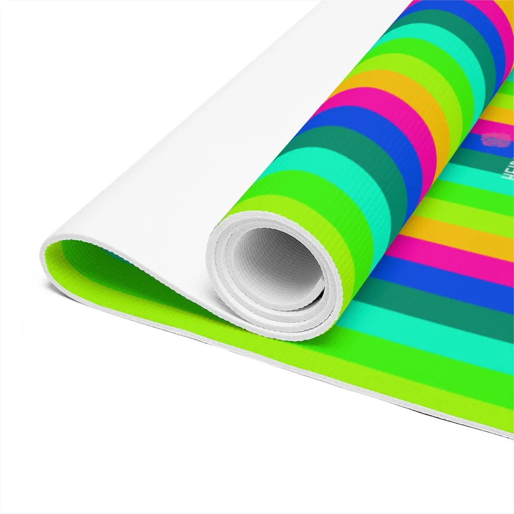 Colorful Rainbow Foam Yoga Mat, Striped Gay Pride Best Lightweight 0.25" thick Mat - Printed in USA (Size: 24″x72")