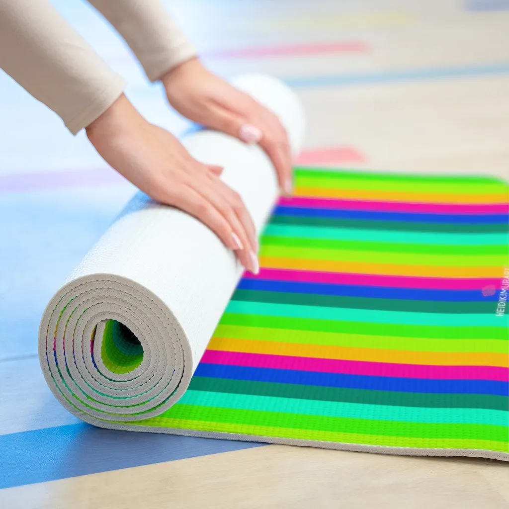 Colorful Rainbow Foam Yoga Mat, Striped Gay Pride Best Lightweight 0.25" thick Mat - Printed in USA (Size: 24″x72")