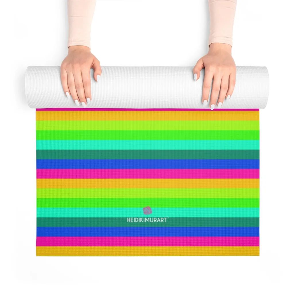 Colourful Rainbow Foam Yoga Mat, Best Gay Pride Lightweight 0.25" thick Mat - Printed in USA (Size: 24″x72")