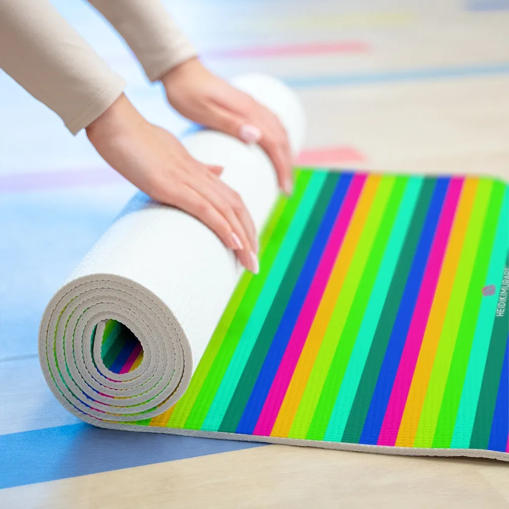 Colourful Rainbow Foam Yoga Mat, Best Gay Pride Lightweight 0.25" thick Mat - Printed in USA (Size: 24″x72")