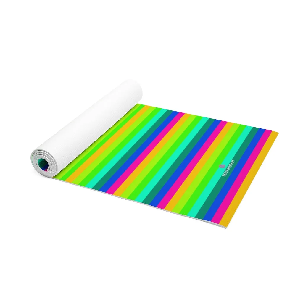 Colourful Rainbow Foam Yoga Mat, Best Gay Pride Lightweight 0.25" thick Mat - Printed in USA (Size: 24″x72")