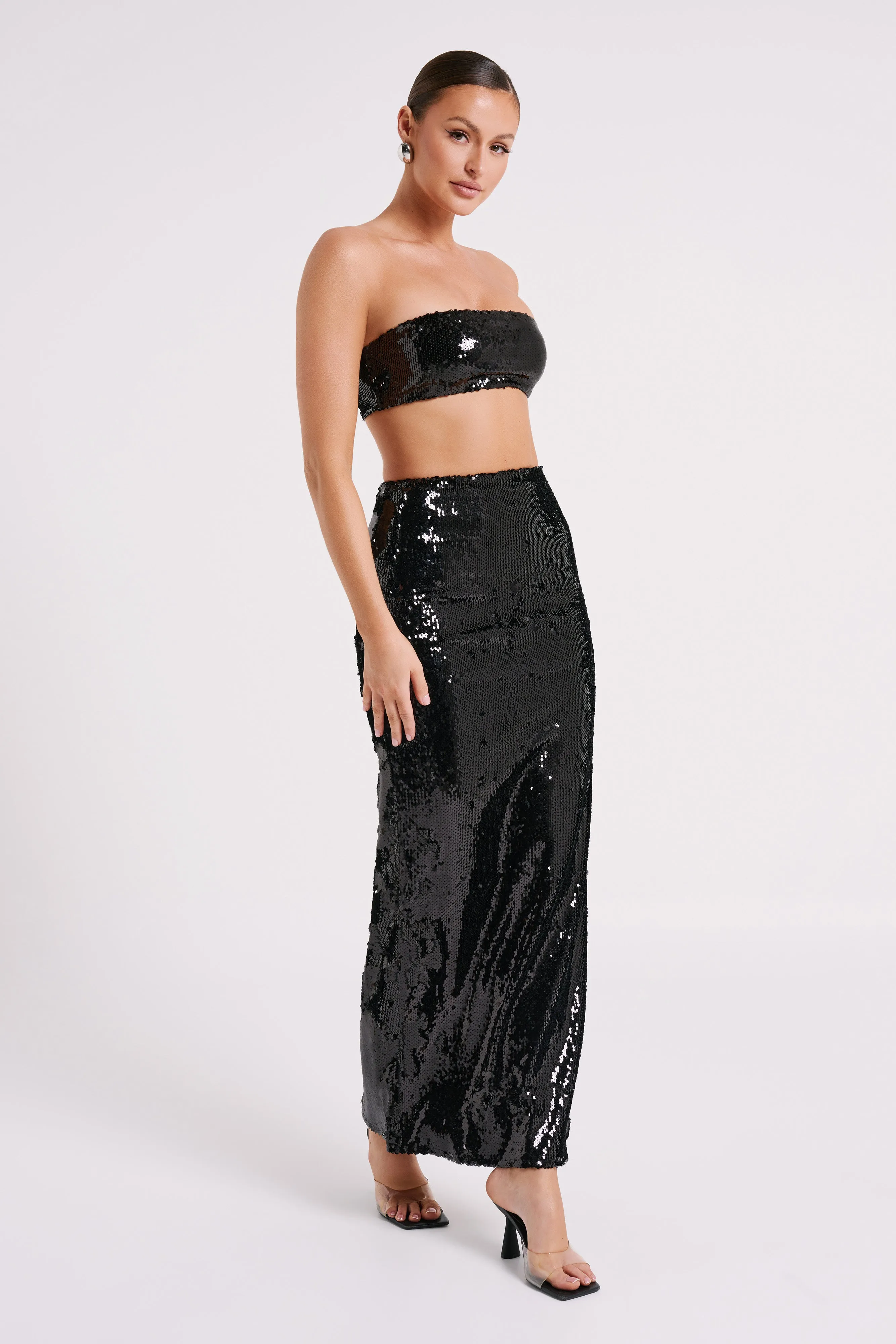 Cosette Sequin Maxi Skirt - Black