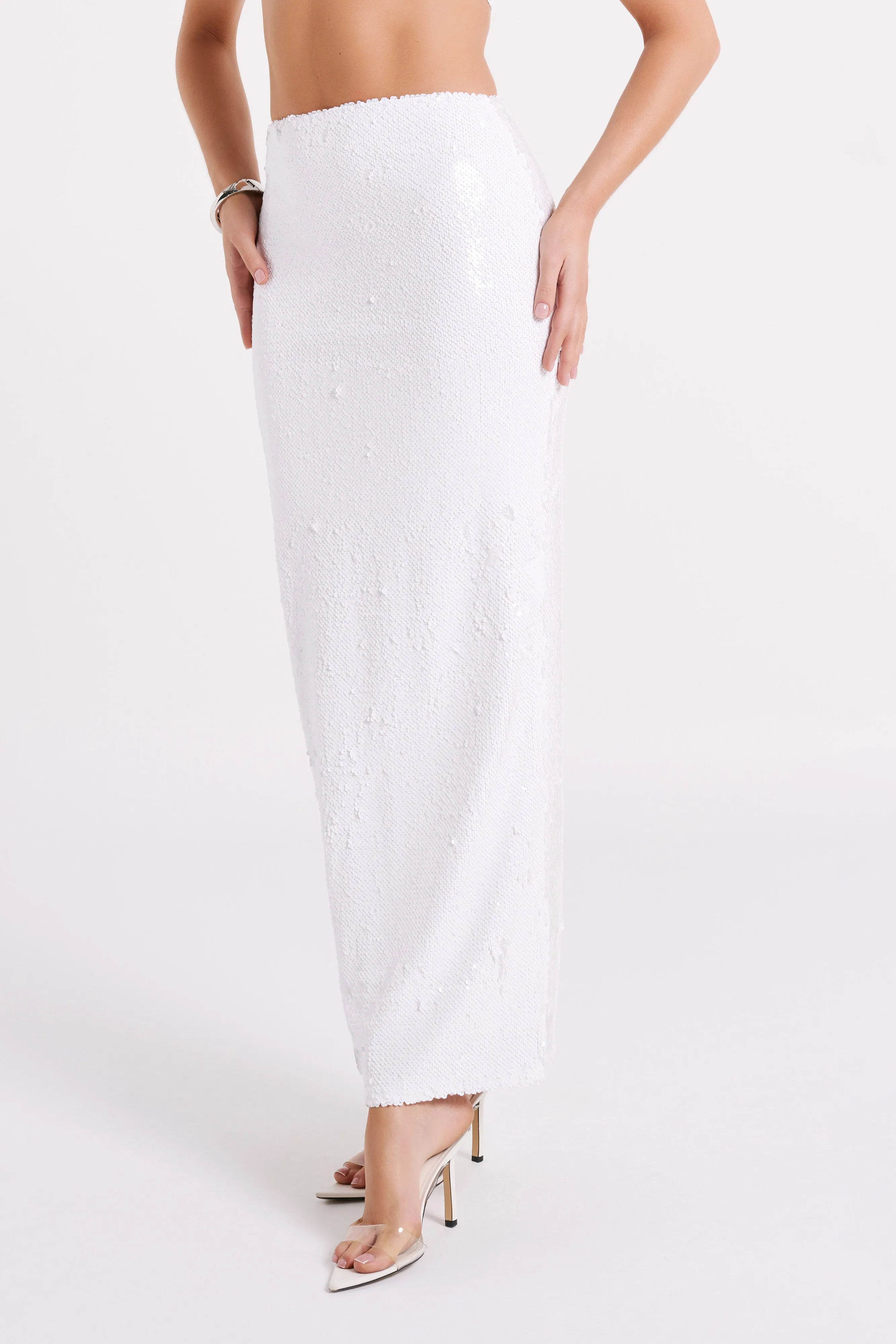 Cosette Sequin Maxi Skirt - White