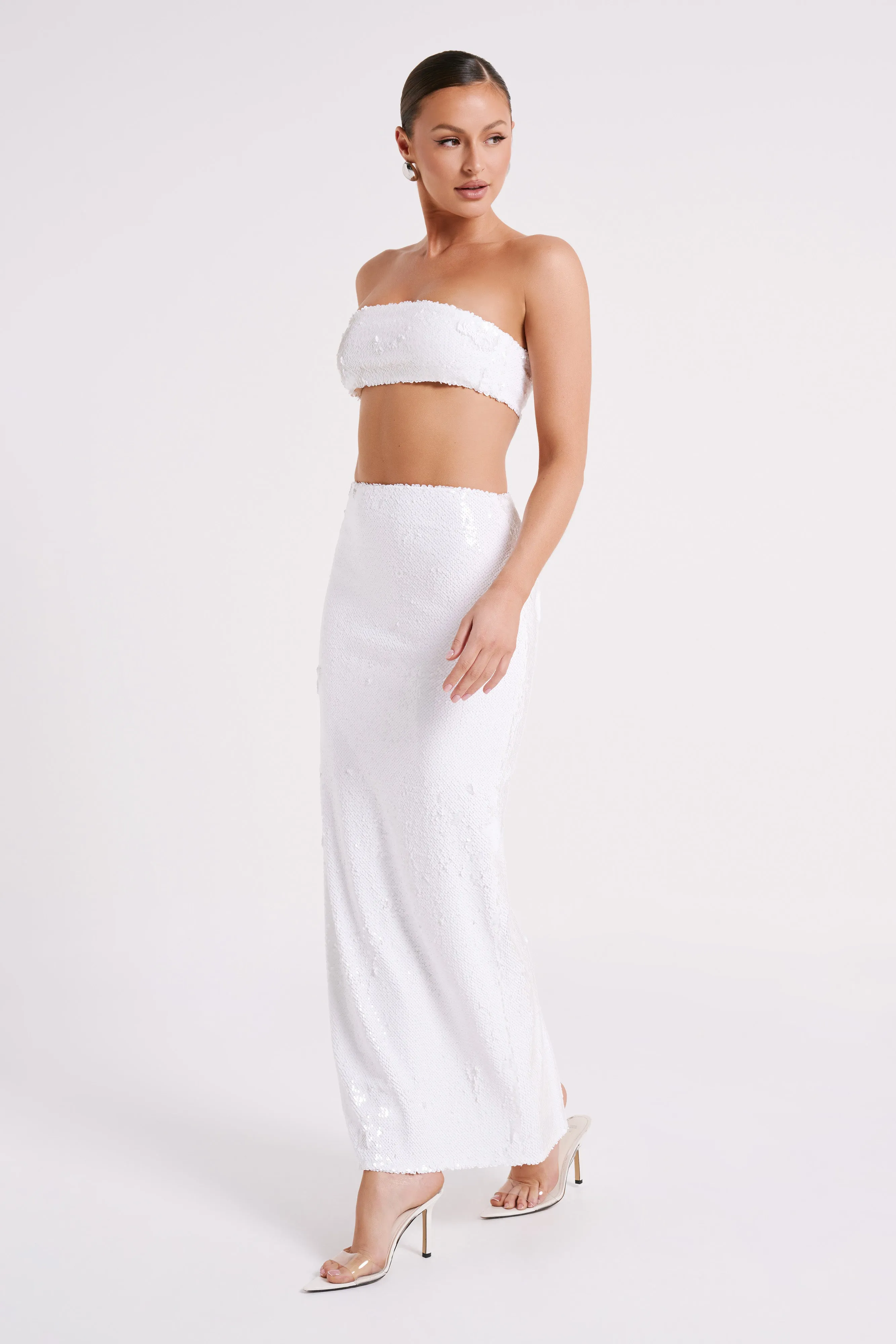 Cosette Sequin Maxi Skirt - White