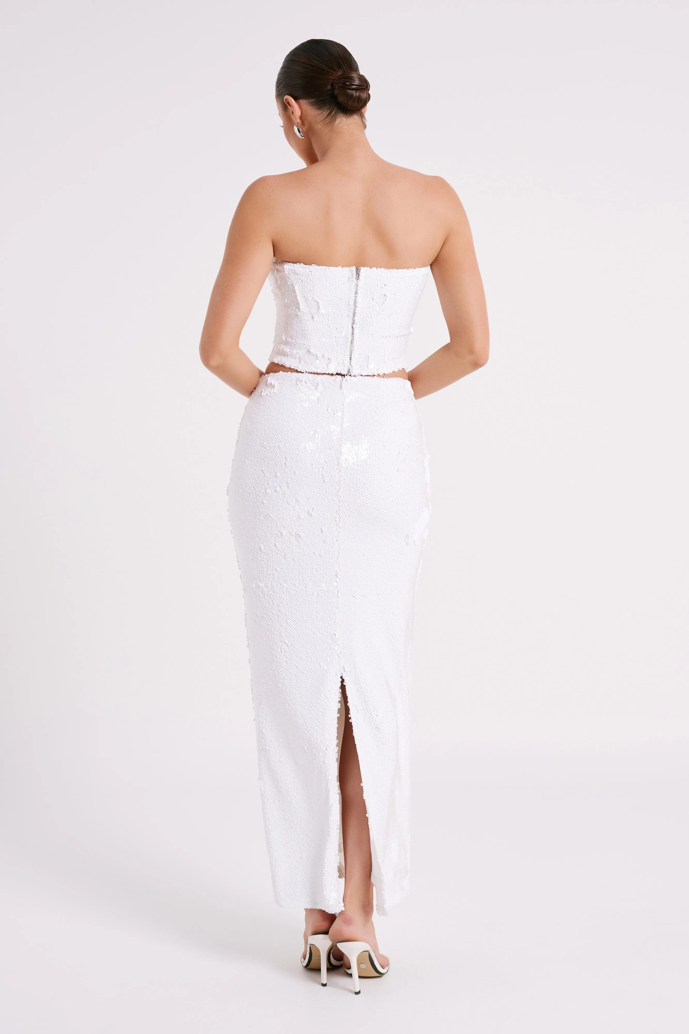 Cosette Sequin Maxi Skirt - White