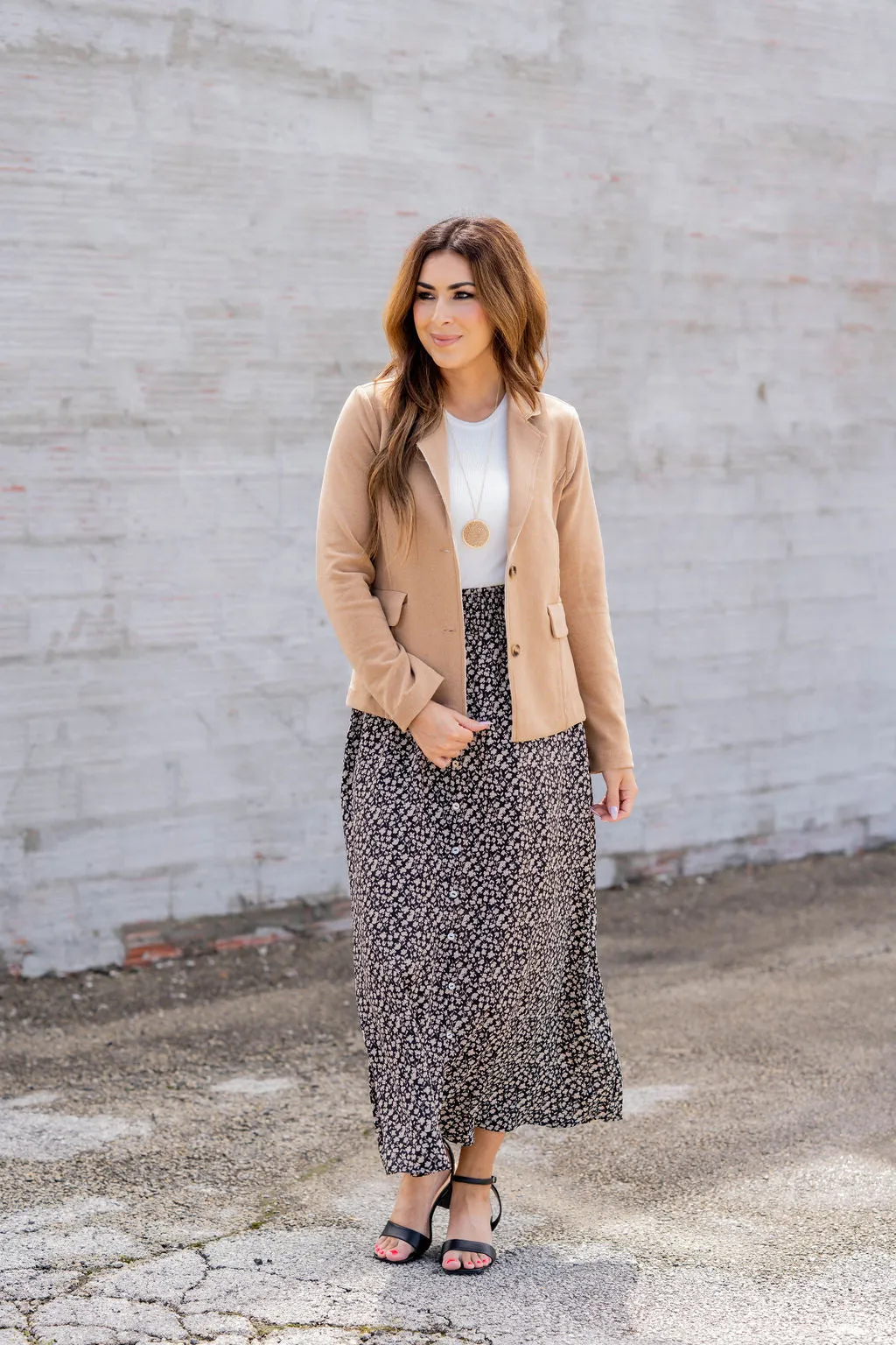 Cosmos Button Accented Maxi Skirt