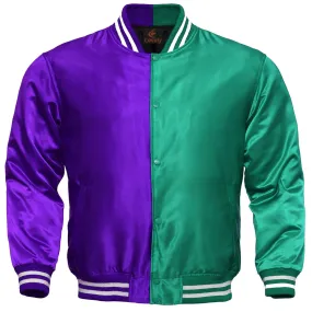 Custom Varsity Jackets Purple Kelly Green Satin Jacket Mens Letterman Jacket