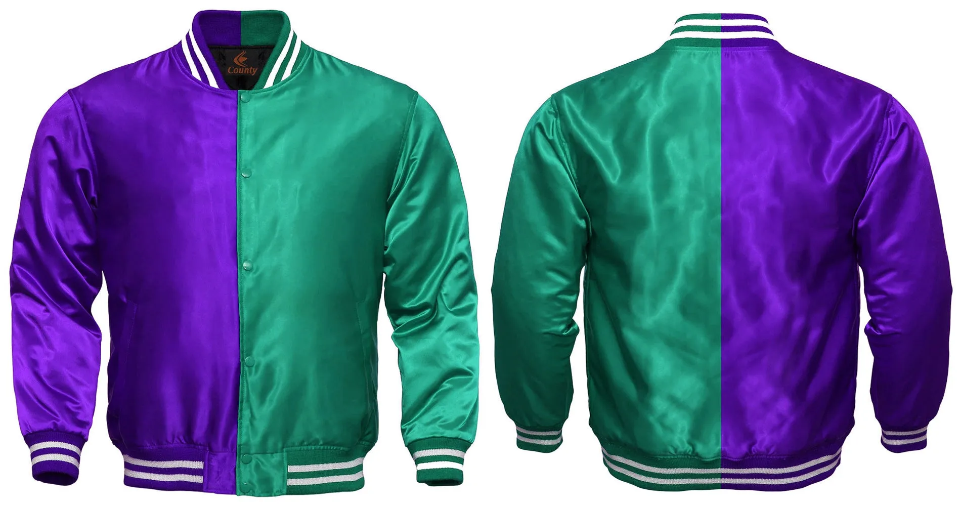 Custom Varsity Jackets Purple Kelly Green Satin Jacket Mens Letterman Jacket