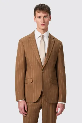 Cuttel Slim Fit Brown Pinstripe Jacket