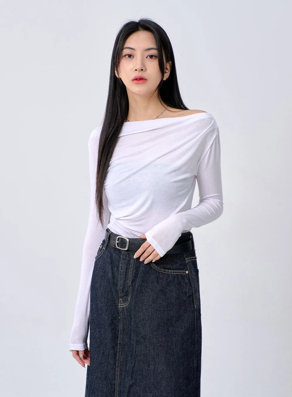 Dark Wash Denim Maxi Skirt BA321