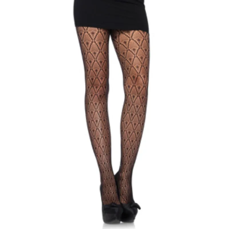 Emi Deco Lace Tights - Black