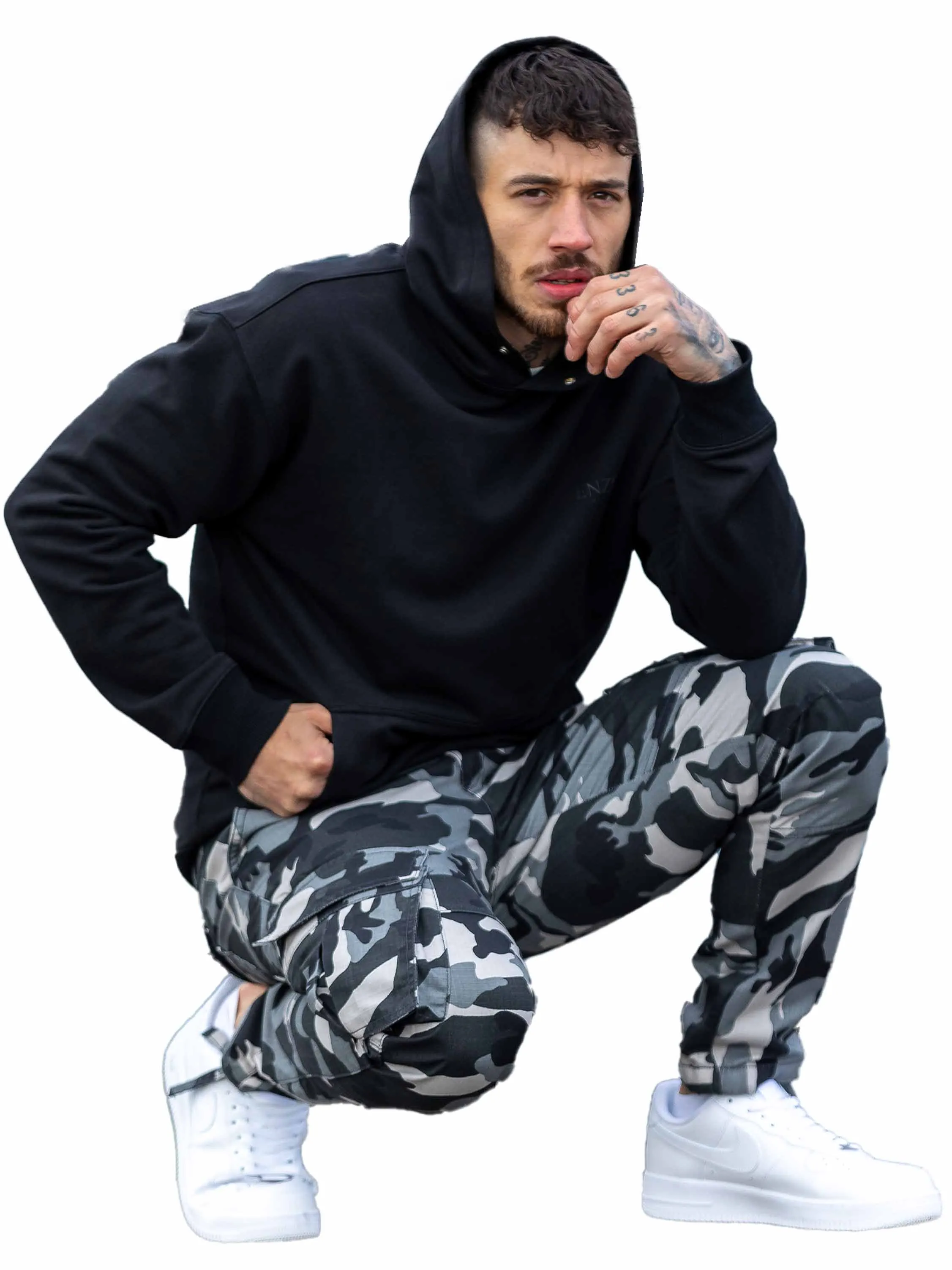 Enzo | Mens Camo Cargo Trousers