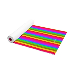 Faded Rainbow Foam Yoga Mat, Gay Pride Best Designer Striped Best Lightweight 0.25" thick Mat - Printed in USA (Size: 24″x72")