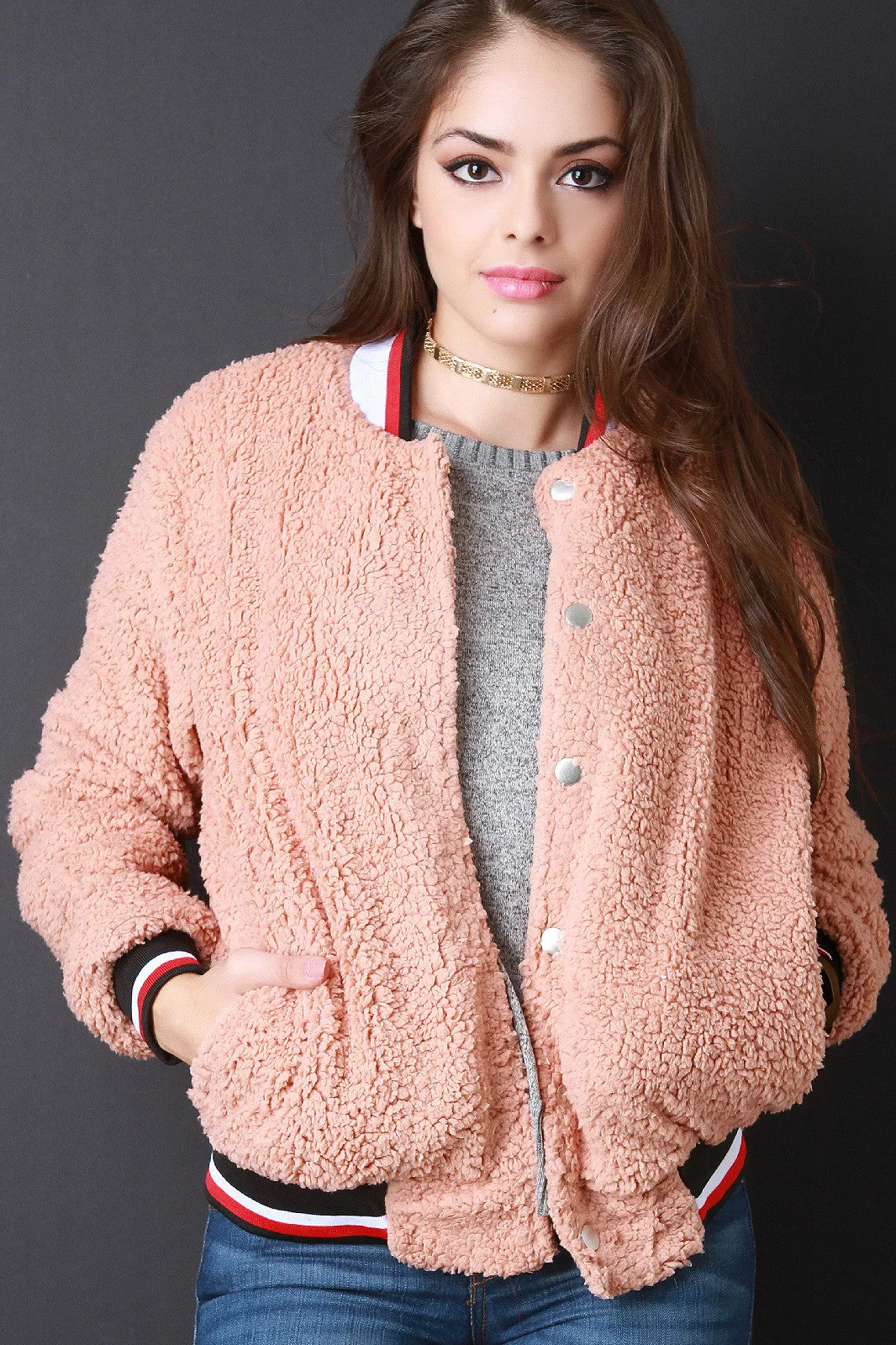 Faux Shearling Bomber Jacket