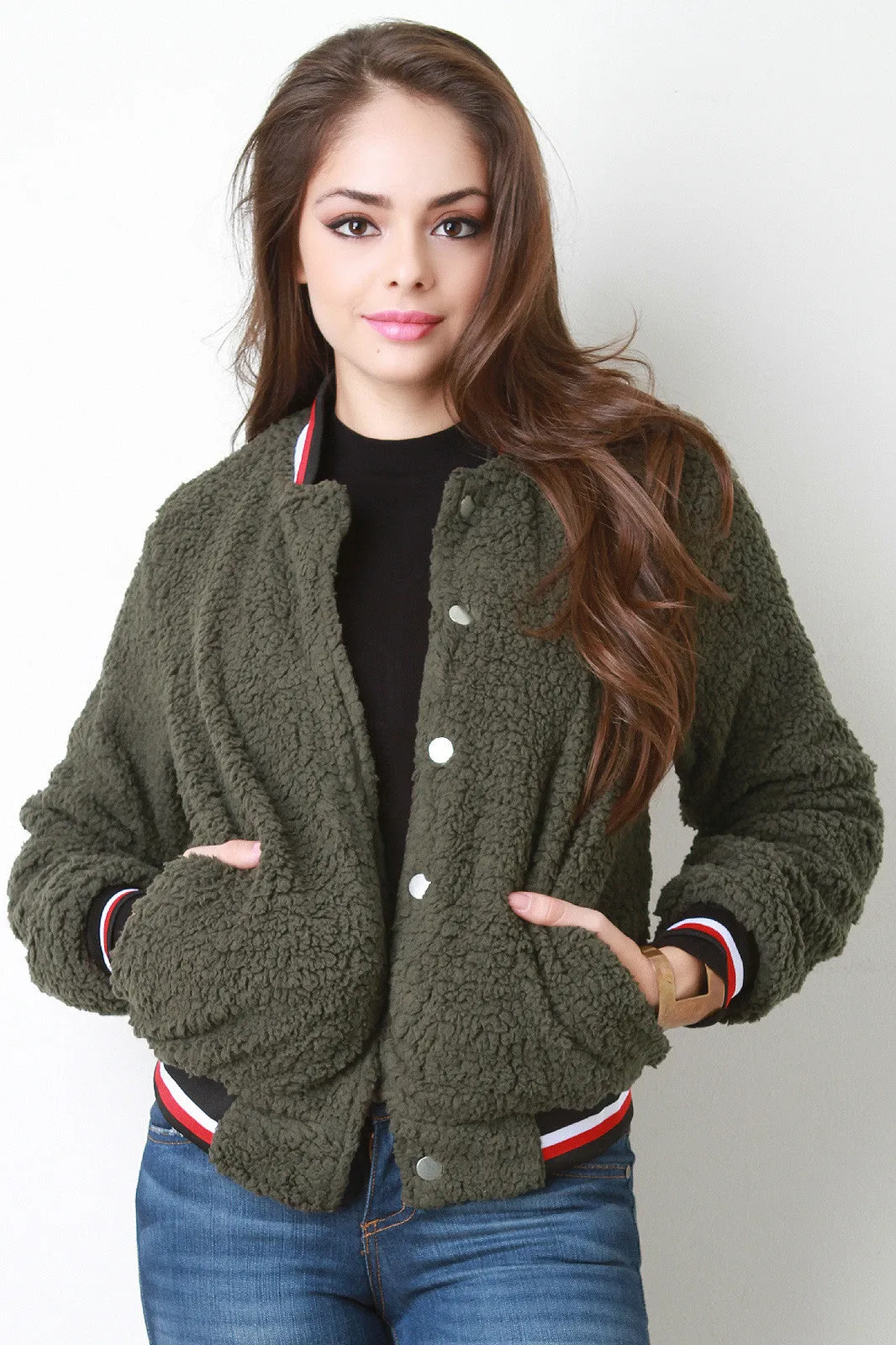 Faux Shearling Bomber Jacket