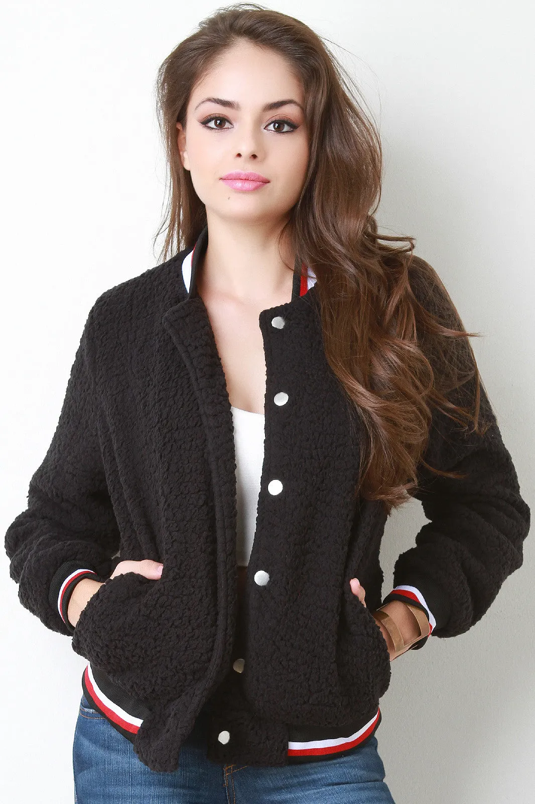 Faux Shearling Bomber Jacket