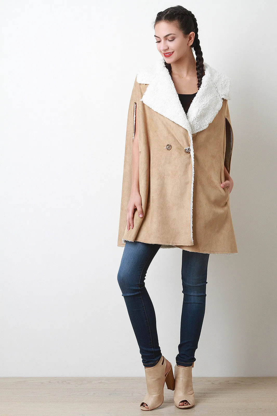 Faux Shearling Cape