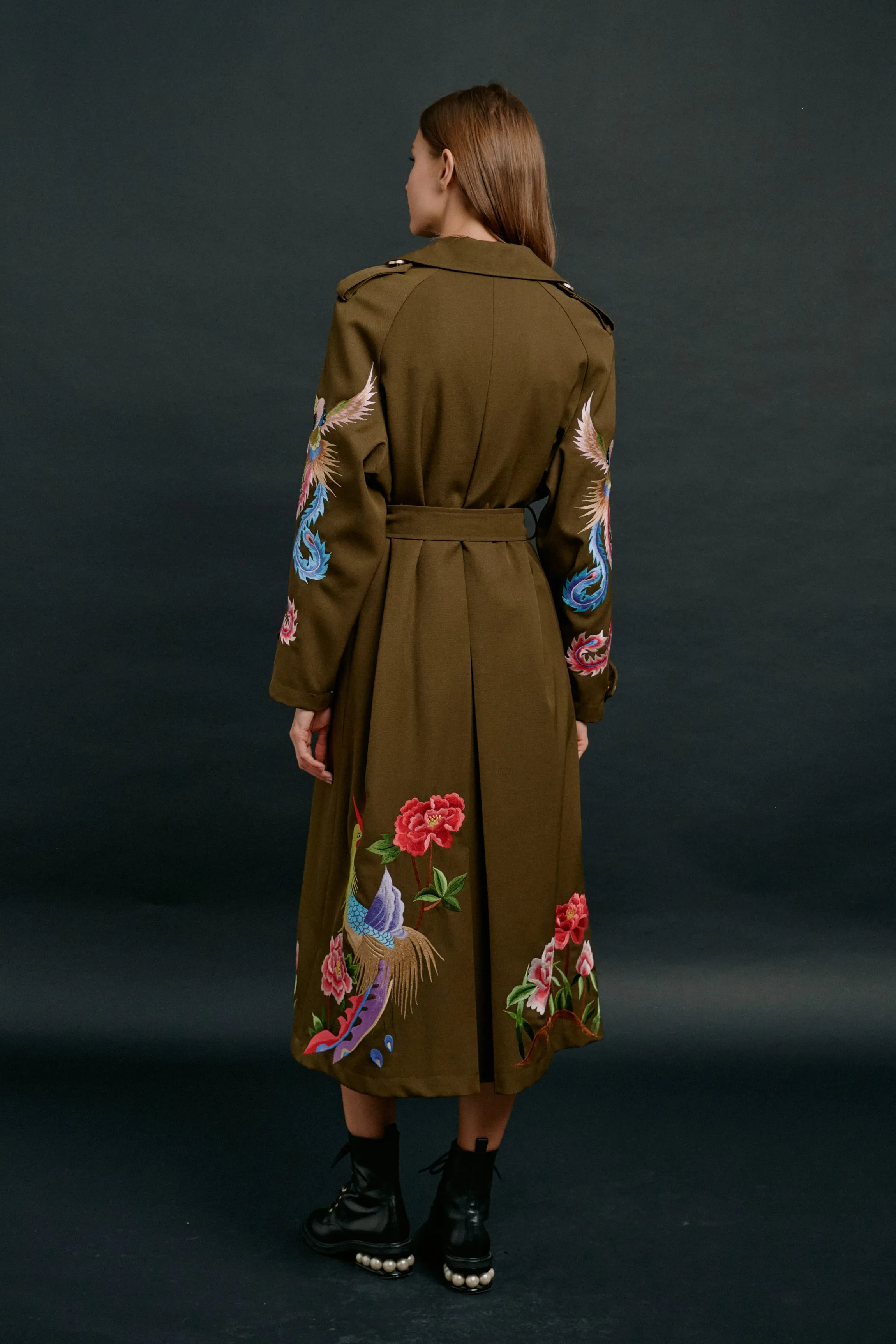 FENG HUANG PHOENIX TRENCH COAT (ARMY GREEN)