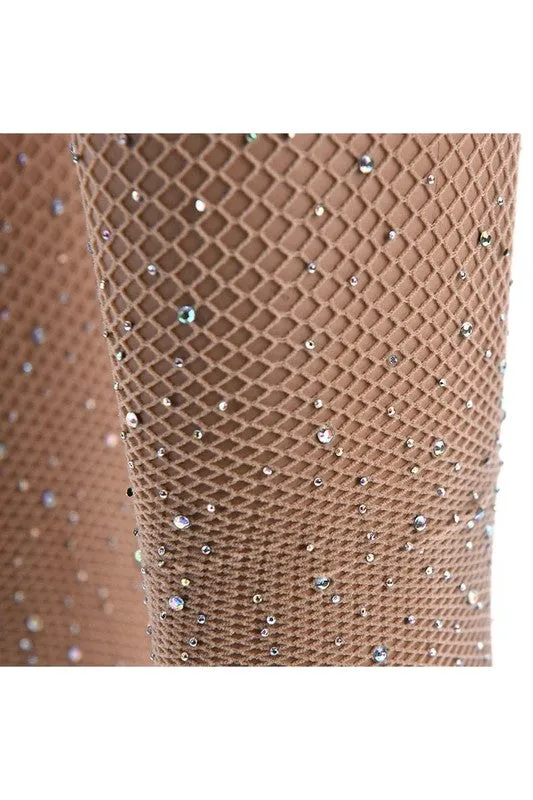 Fishnet Rhinestone Studded Tights