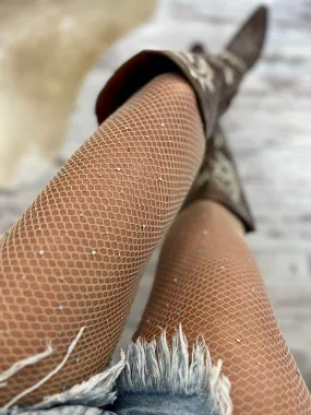 Fishnet Rhinestone Studded Tights