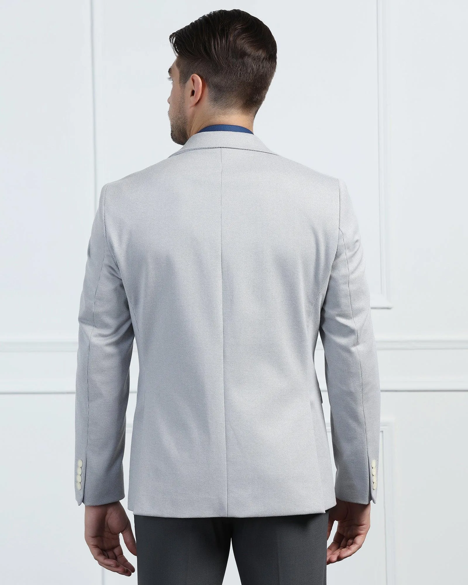 Formal Light Grey Textured Blazer - Venue