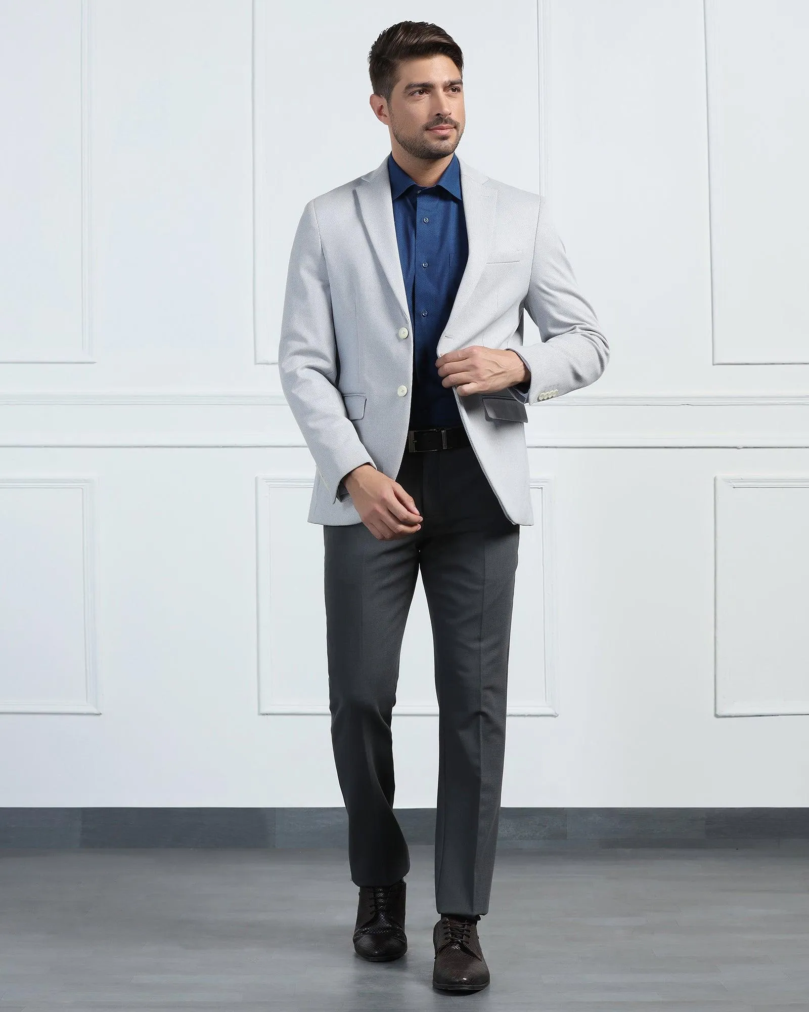 Formal Light Grey Textured Blazer - Venue