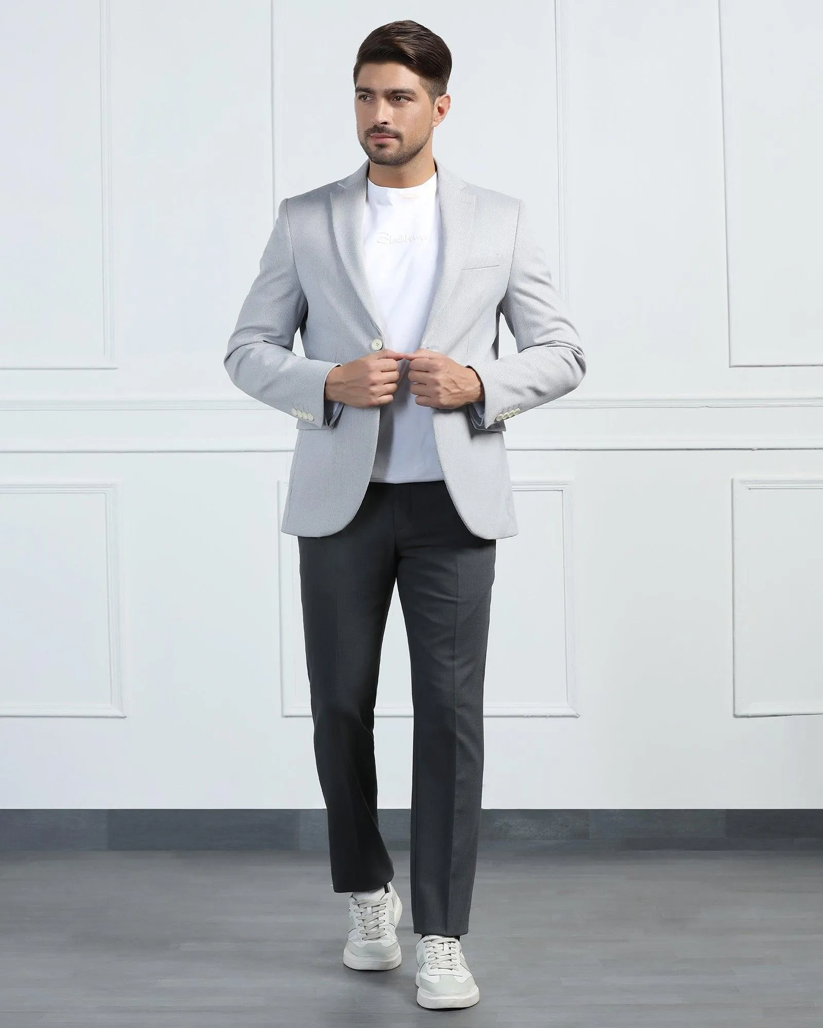 Formal Light Grey Textured Blazer - Venue