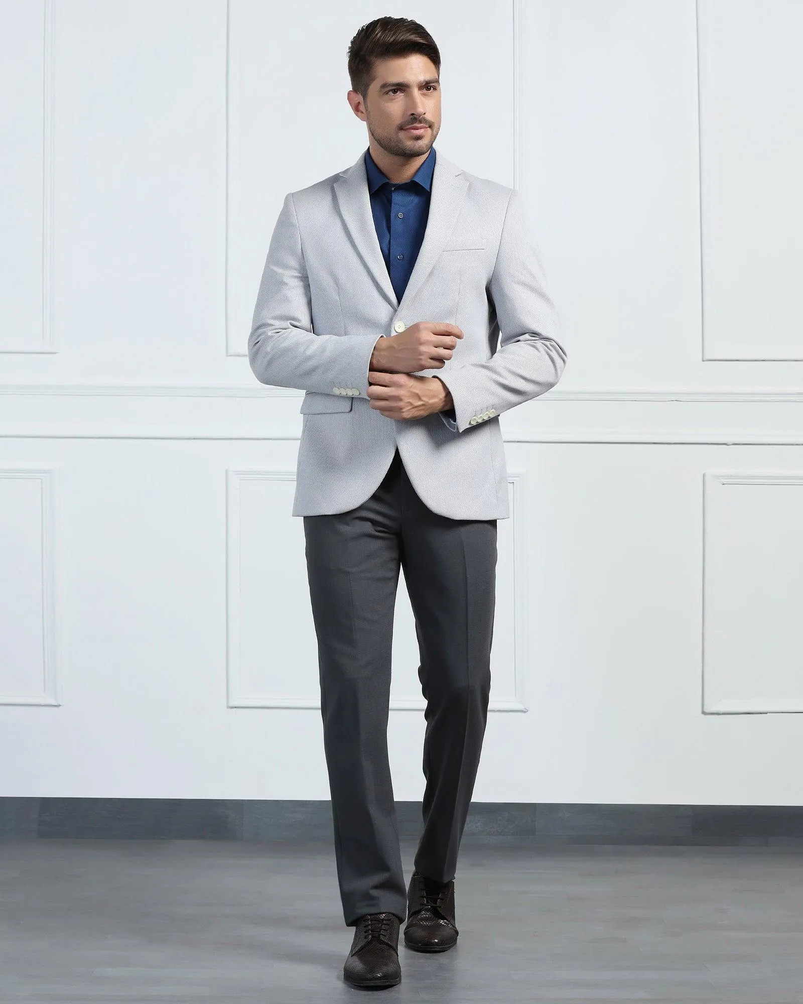 Formal Light Grey Textured Blazer - Venue